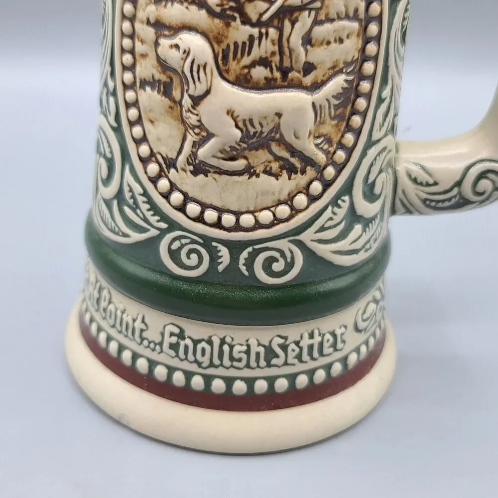 Vintage Avon Beer Stein Mug With Lid 1978 Rainbow Trout English Setter Brazil